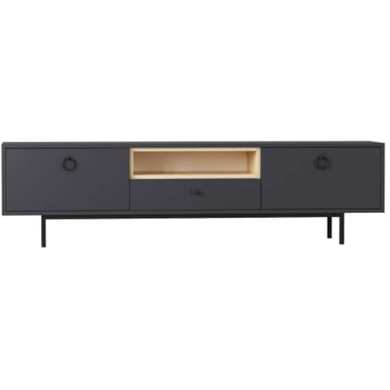 Έπιπλο Τηλεόρασης 24Mall Bigio από Μοριοσανίδα 180x35x48 cm - Ανθρακί/Μπεζ image 2