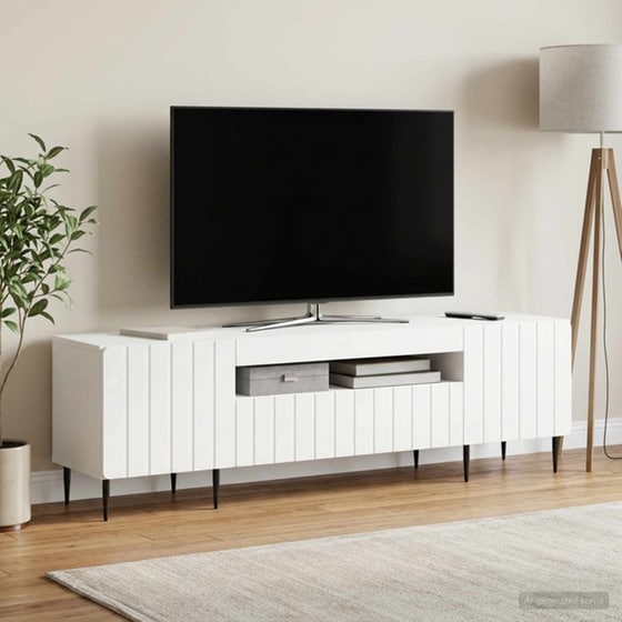 Έπιπλο Τηλεόρασης με LED VidaXL από Επεξεργασμένο Ξύλο - Λευκό image 1