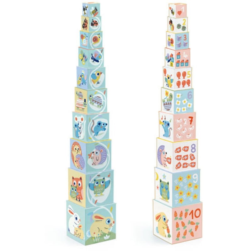 DJECO Djeco Κύβοι Στοίβαξης - Αρίθμησης χαρούμενα Ζωάκια