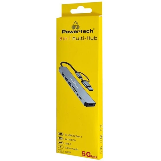 Powertech Docking Station Ptr-0151, 8 Θυρών, Usb And Usb-c Σύνδεση, Γκρι image 2