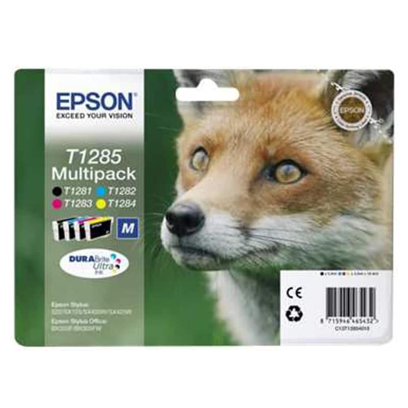 EPSON Epson T1285 Κυανό / Ματζέντα / Κίτρινο / Μαύρο Πακέτο 4 Μελανιών Εκτυπωτή C13T12854010