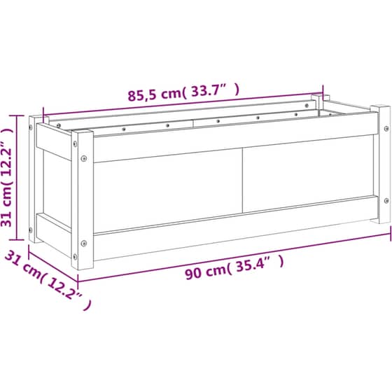 Ζαρντινιέρα VidaXL από Μασίφ Ξύλο Πεύκου 90x31cm - Μπεζ image 9