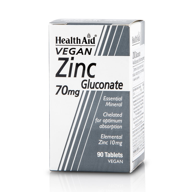 HEALTH AID Συμπλήρωμα Διατροφής Health Aid Zinc Gluconate 70mg - 90 Ταμπλέτες