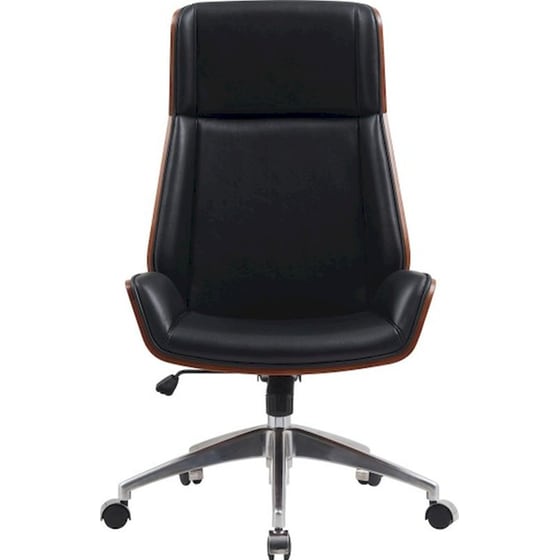Καρέκλα Διευθυντική 24Mall Tito από Τεχνητό Δέρμα & Ξύλο Plywood - Μαύρη/ Καφέ image 3