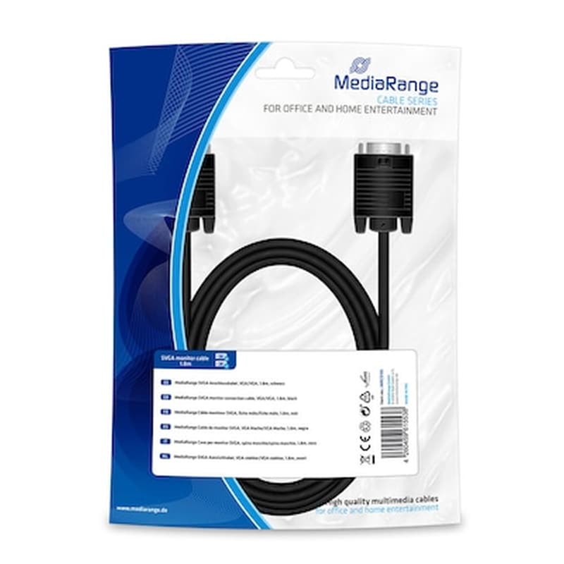 MEDIARANGE Καλώδιο Mediarange Svga Monitor Connection Cable, Vga/vga, 1.8m., Black (mrcs105)