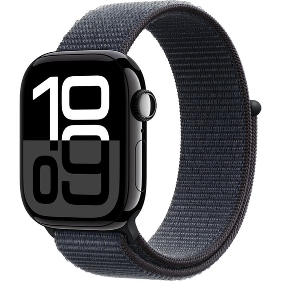 Apple Watch Series 10 GPS + Cellular 42mm Jet Black Aluminum Case with Ink Sport Loop image 0