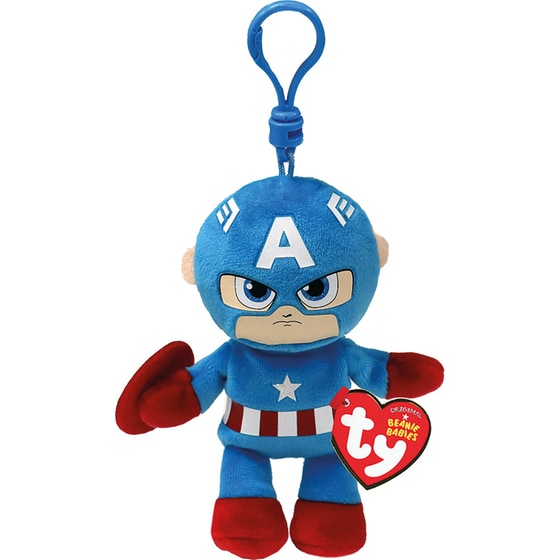 Λούτρινο TY Beanie Babies Χνουδωτό Marvel Captain America με Κλιπ (8.5cm) image 0