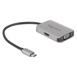 Delock Αντάπτορας Usb Type-c Σε Hdmi + Vga 87776, 4k, Hdr, 20cm, Ασημί