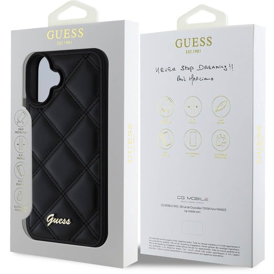 Θήκη Apple iPhone 16 Guess Quiled Metal Logo - Μαύρο image 4