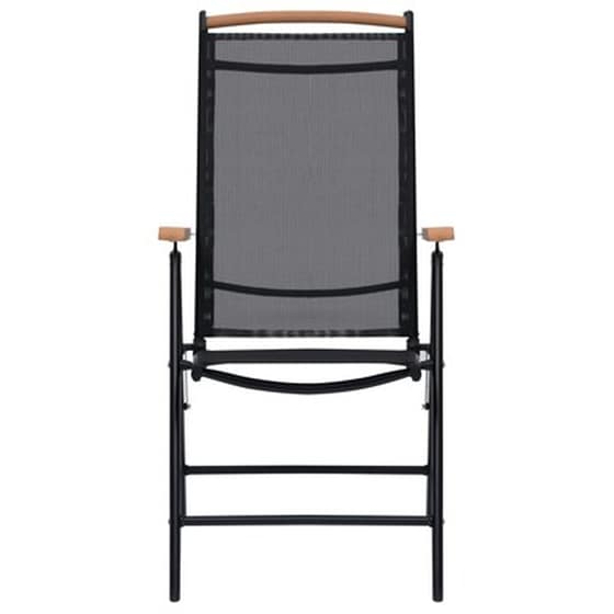 Καρέκλες ΚήπουVidaxl Πτυσσόμενες από Αλουμίνιο/Textilene 2 Τεμ. 58x65x109cm - Μαύρες image 3
