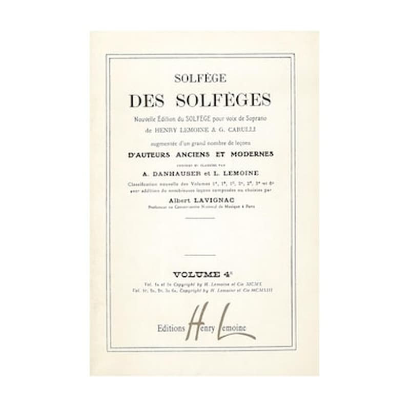 HENRY LEMOINE Solfege Des Solfeges, Vol.4c