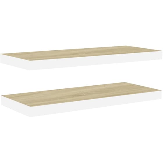 Ράφια Τοίχου VidaXL από MDF 80x23.5x3.8 cm 2 Τμχ - Δρυς/Λευκό image 0
