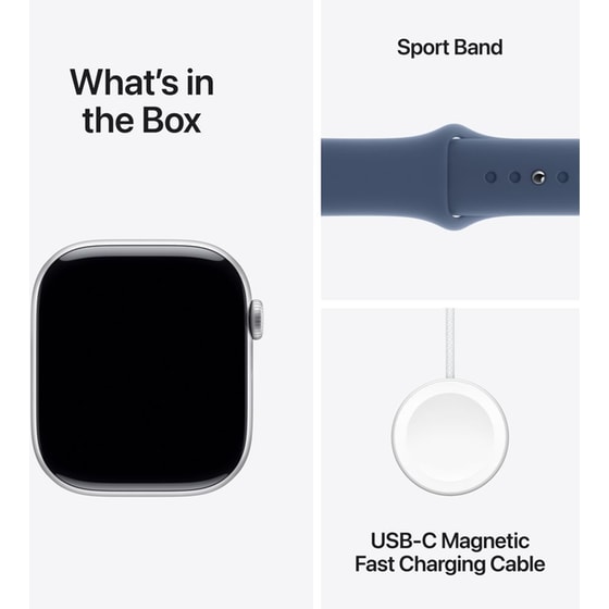 Apple Watch Series 10 GPS 46mm Silver Aluminium Case with Denim Sport Band - S/M image 8