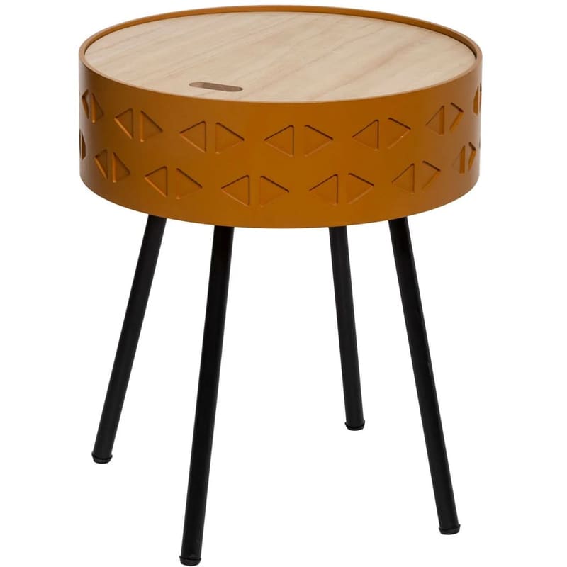 SPITISHOP Τραπεζάκι Σαλονιού Spitishop A-s Shiro από MDF 166584b Φ38.5x45.5cm - Καφέ/Μαύρο