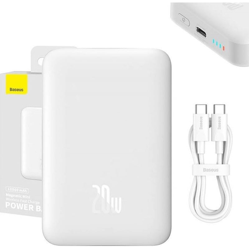 BASEUS Powerbank Baseus Magnetic Overseas Edition με Magsafe 10000mAh - Λευκό