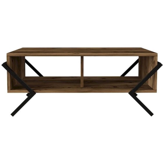 Τραπεζάκι Σαλονιού 24Mall Mimo από Μοριοσανίδα 90x60x38 cm - Καφέ/Μαύρο image 0