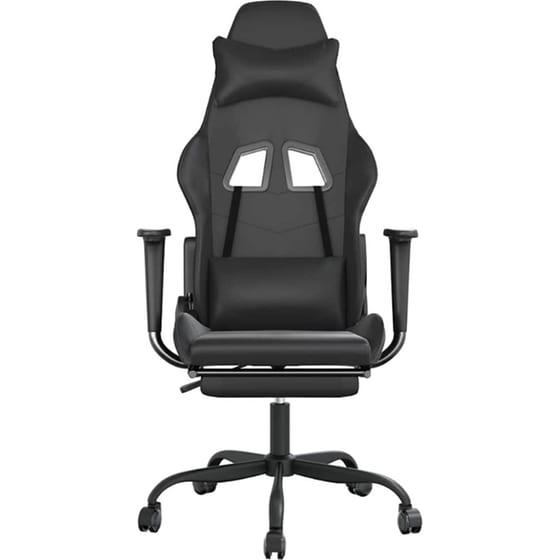 Καρέκλα Gaming VIDAXL 345419 με Υποπόδιο από Τεχνητό Δέρμα - Μαύρη image 1