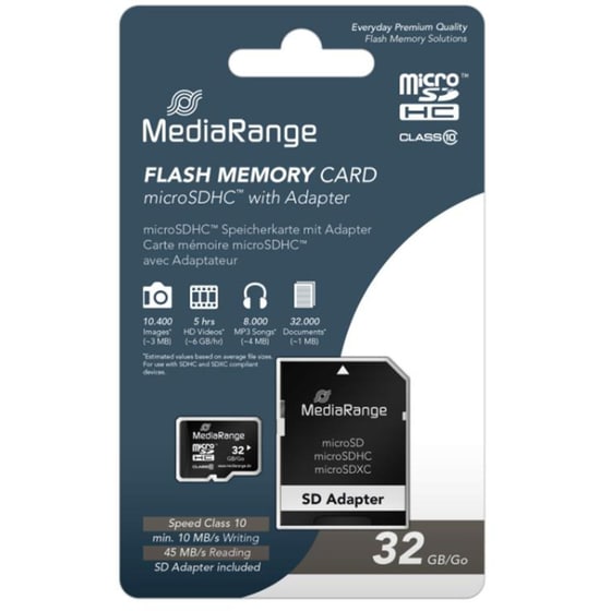 MediaRange MR959 microSDXC 32GB Class 10 A1 με αντάπτορα image 1