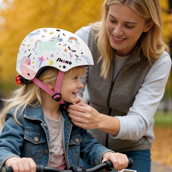 Παιδικό Κράνος Shoko με Φως Unicorn Sparkle Medium (51-54 cm) - Λευκό με Σχέδιο image 7
