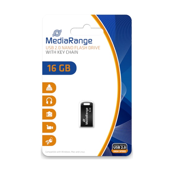 MediaRange 16GB USB 2.0 Stick Μαύρο image 1