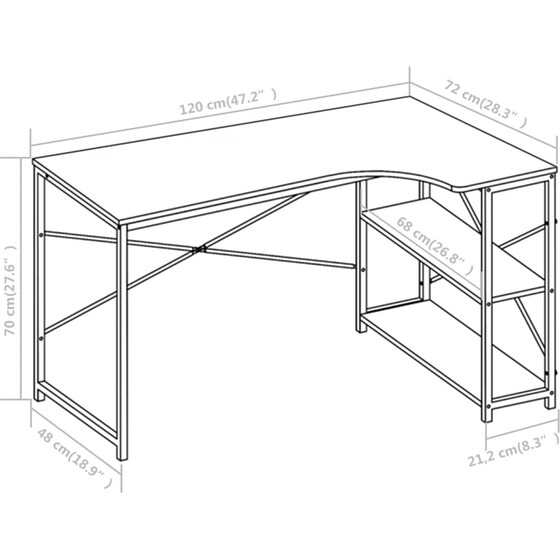 Γραφείο Γωνιακό VidaXL από Μοριοσανίδα 120x72cm - Λευκό image 7