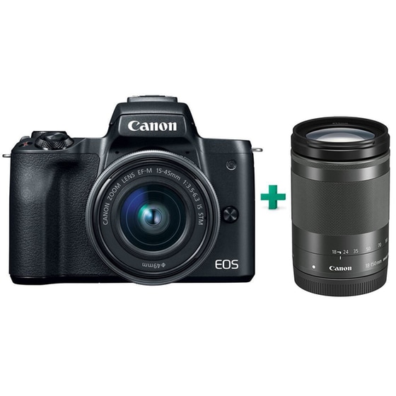 Mirrorless Canon EOS M50 Μαύρο & Φακός EF-M 15-45mm IS & Φακός EF-M 18-150 mm f/3.5 - 6.3 IS STM image 0