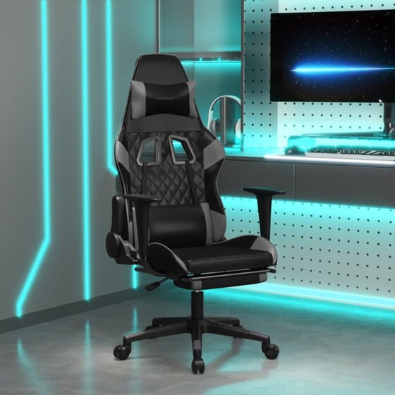 Καρέκλα Gaming VIDAXL 3143768 με Υποπόδιο από Τεχνητό Δέρμα - Μαύρο image 8