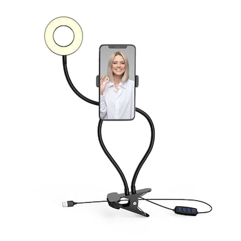 Βάση Κινητού Με Ring Led Light NR9102 9cm Για Λήψεις Φωτογραφιών 10w - Black