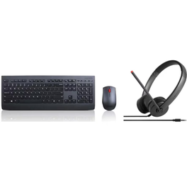 Σετ Πληκτρολόγιο Και Ποντίκι Ασύρματο Lenovo Professional  + Ακουστικά Κεφαλής Lenovo Essential Stereo