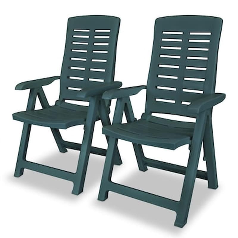 Καρέκλες Κήπου Vidaxl Ανακλινόμενες Πλαστικές 2 Τεμ. 60x61x108cm - Πράσινες