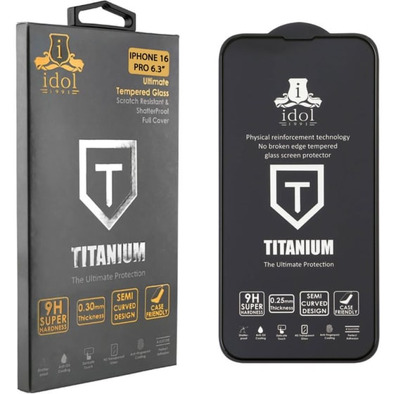 Προστατευτικό οθόνης Apple iPhone 16 Pro Max (6.9") - Idol Titanium Semi Curved Black image 1