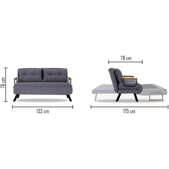 Διθέσιος Καναπές 24Mall Comfort 133x78 cm - Γκρι image 3