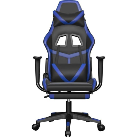 Καρέκλα Gaming VIDAXL 3143676 με Υποπόδιο από Τεχνητό Δέρμα - Μαύρο / Μπλε image 2