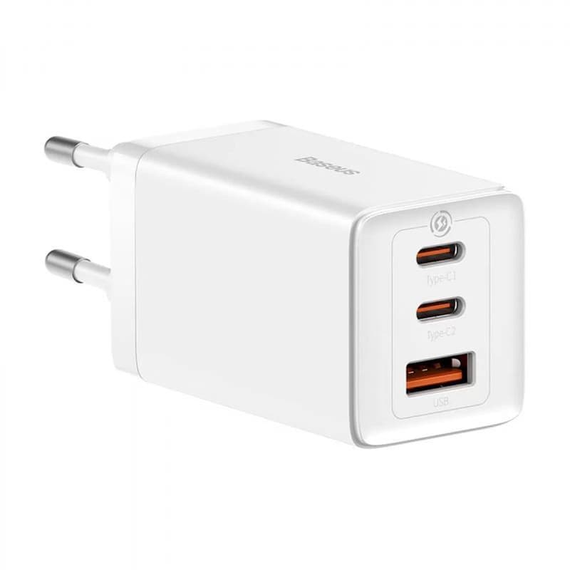 BASEUS Φορτιστής Πρίζας Baseus GaN5 Pro 2x USB-C/1x USB/ Καλώδιο USB-C 65W 1m - White CCGP120202