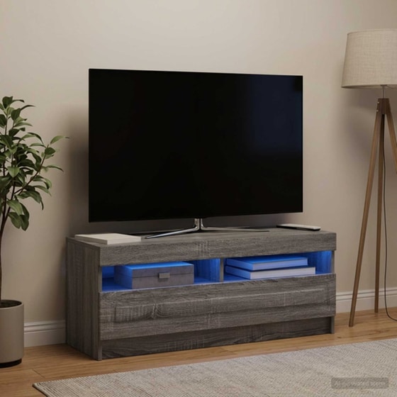 Έπιπλο Τηλεόρασης με LED VidaXL από Επεξεργασμένο Ξύλο - Γκρι Sonoma image 3