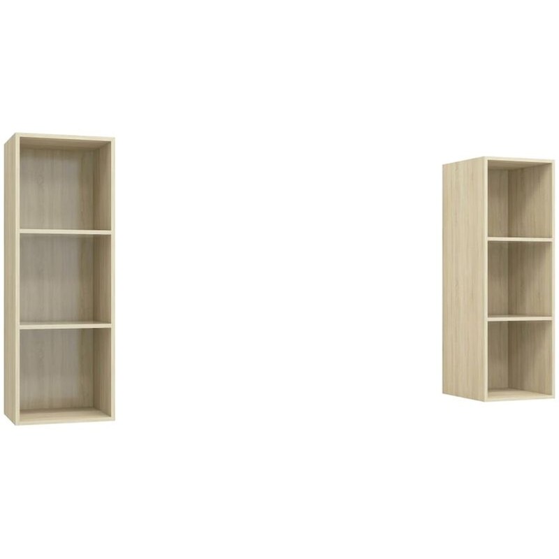 Έπιπλα Τηλεόρασης VidaXL από Μοριοσανίδα 2 Τμχ 37x37x107cm - Καφέ