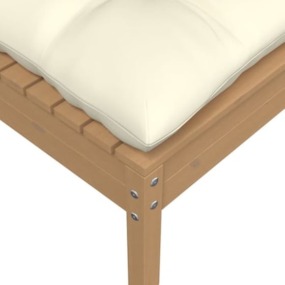 Καναπές Κήπου Διθέσιος VidaXL με Μαξιλάρια από Μασίφ Ξύλο Πεύκου 127x63.5x28.5 cm - Κρεμ image 4