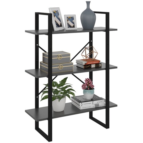 Βιβλιοθήκη VidaXL από Μοριοσανίδα 80x30x105cm - Γκρι/Μαύρο image 1
