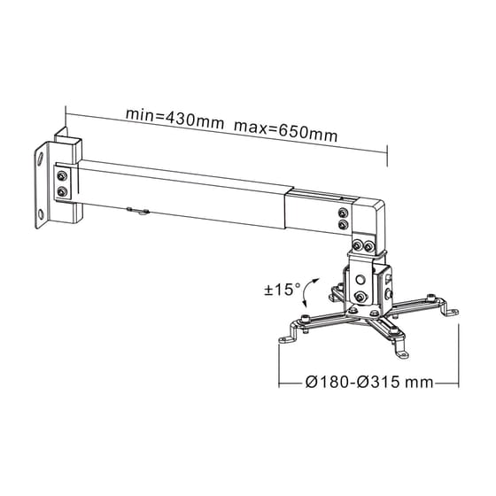 Βάση Projector Επιτοίχια Cabletech UCH0148 με Βραχίονα έως 20 kg - Ασημί image 2