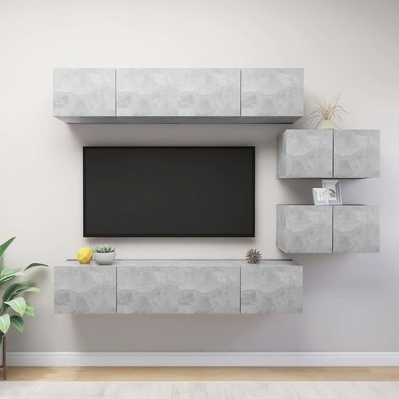 Έπιπλα Τηλεόρασης VidaXL Μοριοσανίδα 6 Τμχ 60x30x30cm - Γκρι image 1