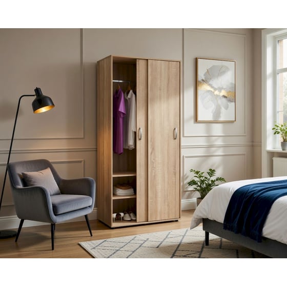 Δίφυλλη Ντουλάπα Ρούχων Kitwood από Μοριοσανίδα 80x50x190cm - Sonoma/Δρυς image 1