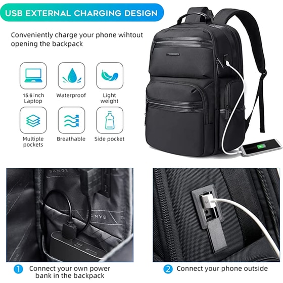 Τσάντα Laptop Bange 2603 15.6" Αδιάβροχη - Μαύρο image 10