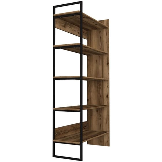 Βιβλιοθήκη 24Mall Erba από Μοριοσανίδα/Μέταλλο 91.8x34.8x180 cm - Μαύρο/Καφέ image 1