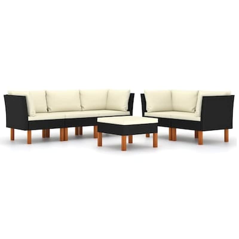 Σετ Σαλόνι Κήπου Vidaxl από Ρατάν με Μαξιλάρια 6 Τμχ - Κρεμ VIDAXL