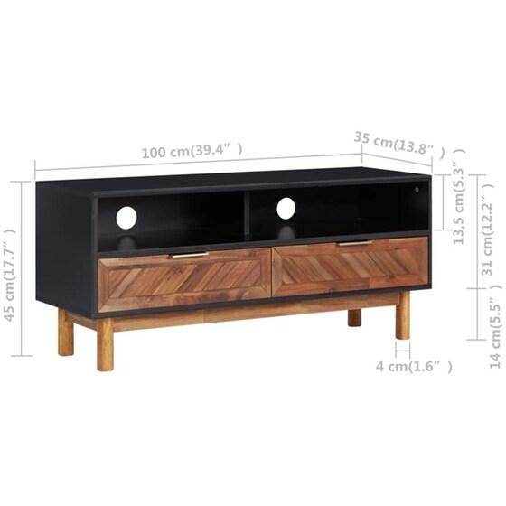 Έπιπλο Τηλεόρασης VidaXL από Ξύλο 100x35x45cm - Mάυρο/Καφέ image 5