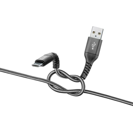 Καλώδιο Φόρτισης Cellular Line Braided microUSB 2m - Μαύρο image 0