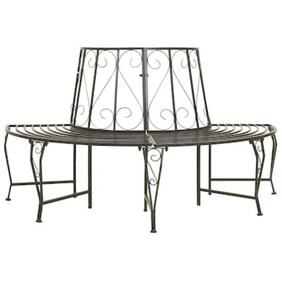 Παγκάκι Δέντρου VidaXL Ημικυκλικό από Ατσάλι 160x80x89cm - Γκρι image 0