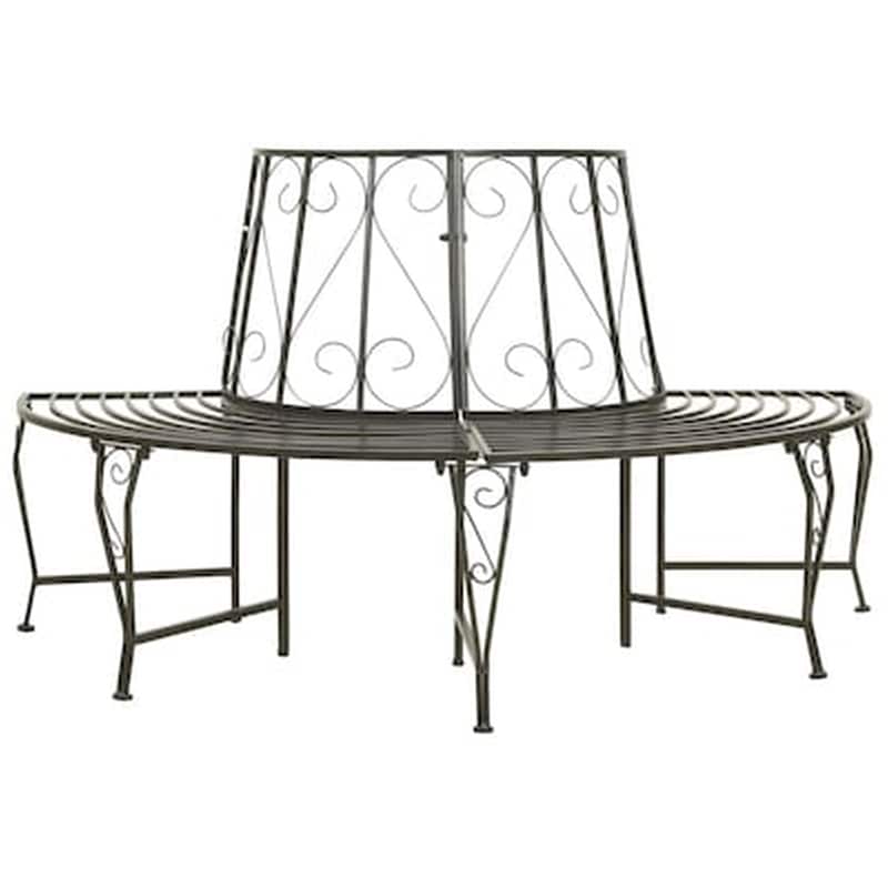 Παγκάκι Δέντρου VidaXL Ημικυκλικό από Ατσάλι 160x80x89cm - Γκρι