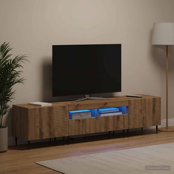 Έπιπλο Τηλεόρασης VidaXL με LED 3 τμχ 178 x 35 x 43 cm - Artisan Δρυς image 2