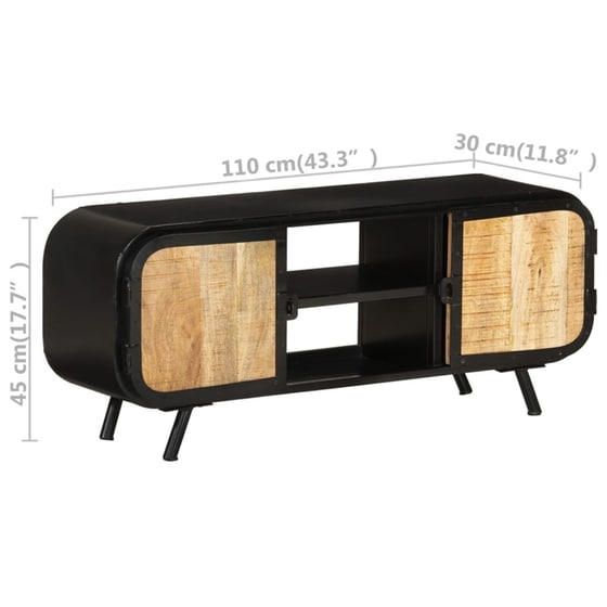 Έπιπλο Τηλεόρασης  VidaXL από Ξύλο Μάνγκο  110x30x45 cm - Mαύρο image 10